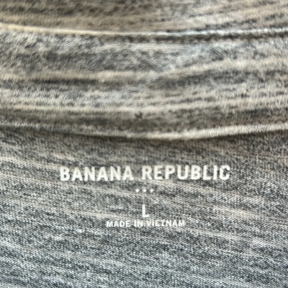 Banana Republic Casual Grey and White Short Sleeve Polo Size Large